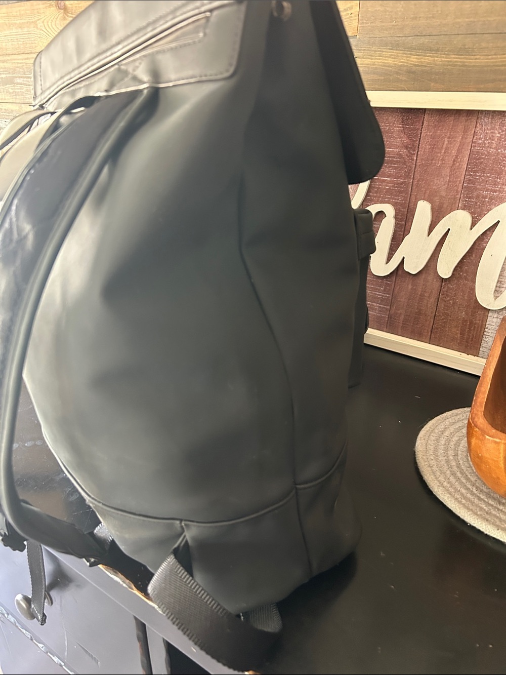 Hunter Black Backpack with Red-Trim Logo Patch - Picture 7 of 9
